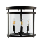 Ciel Simple Farmhouse 12.5" Metal/Glass Rustic Vintage LED Flush Mount - JONATHAN Y