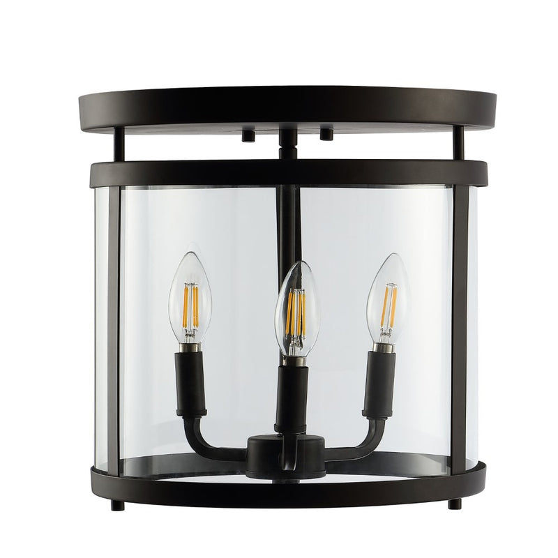 Ciel Simple Farmhouse 12.5" Metal/Glass Rustic Vintage LED Flush Mount - JONATHAN Y