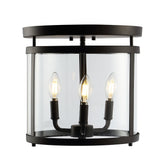 Ciel Simple Farmhouse 12.5" Metal/Glass Rustic Vintage LED Flush Mount - JONATHAN Y