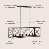 Galax 39" 8-Light Adjustable Iron Farmhouse Industrial LED Dimmable Pendant - JONATHAN Y