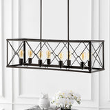 Galax 39" 8-Light Adjustable Iron Farmhouse Industrial LED Dimmable Pendant - JONATHAN Y