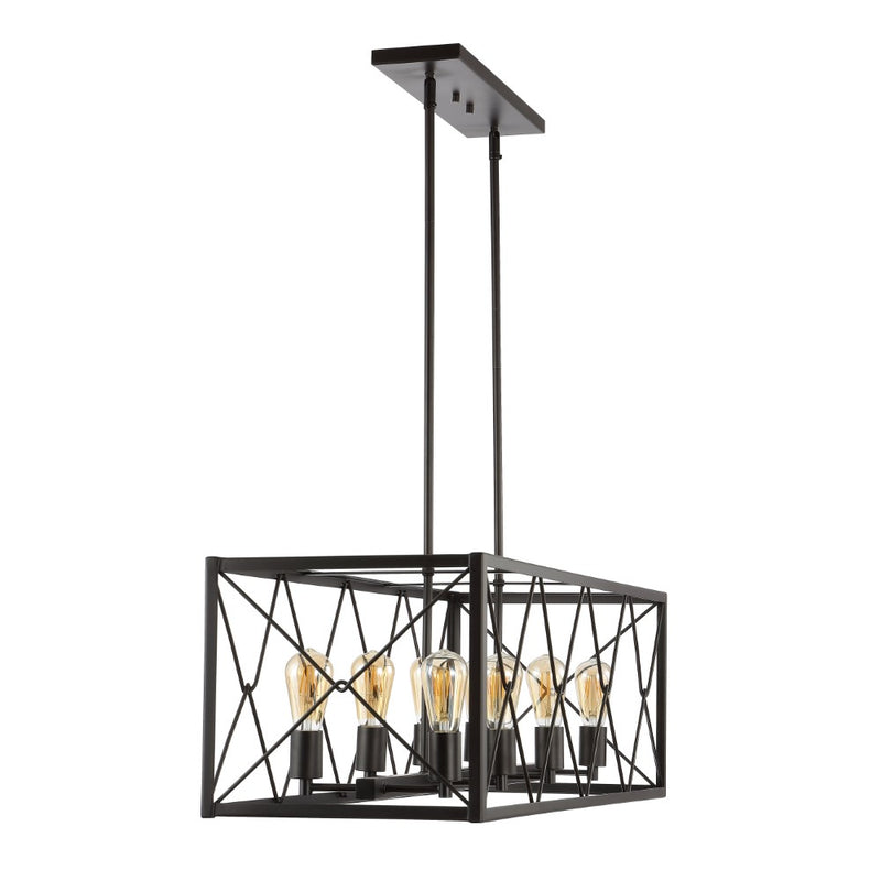 Galax 39" 8-Light Adjustable Iron Farmhouse Industrial LED Dimmable Pendant - JONATHAN Y