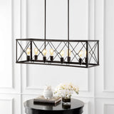 Galax 39" 8-Light Adjustable Iron Farmhouse Industrial LED Dimmable Pendant - JONATHAN Y