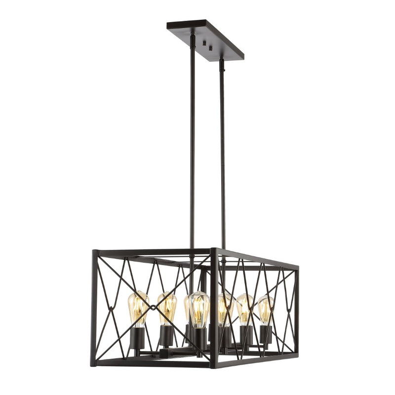 Galax 39" 8-Light Adjustable Iron Farmhouse Industrial LED Dimmable Pendant - JONATHAN Y