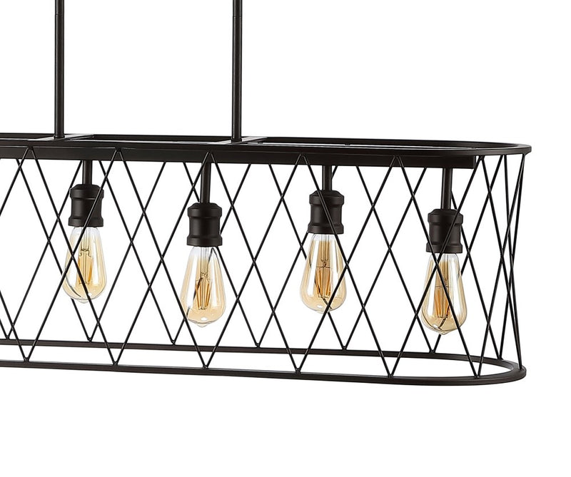 Marion 37.75" Adjustable Iron Farmhouse Rustic LED Dimmable Pendant - JONATHAN Y