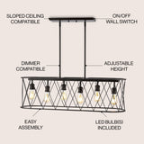 Marion 37.75" Adjustable Iron Farmhouse Rustic LED Dimmable Pendant - JONATHAN Y