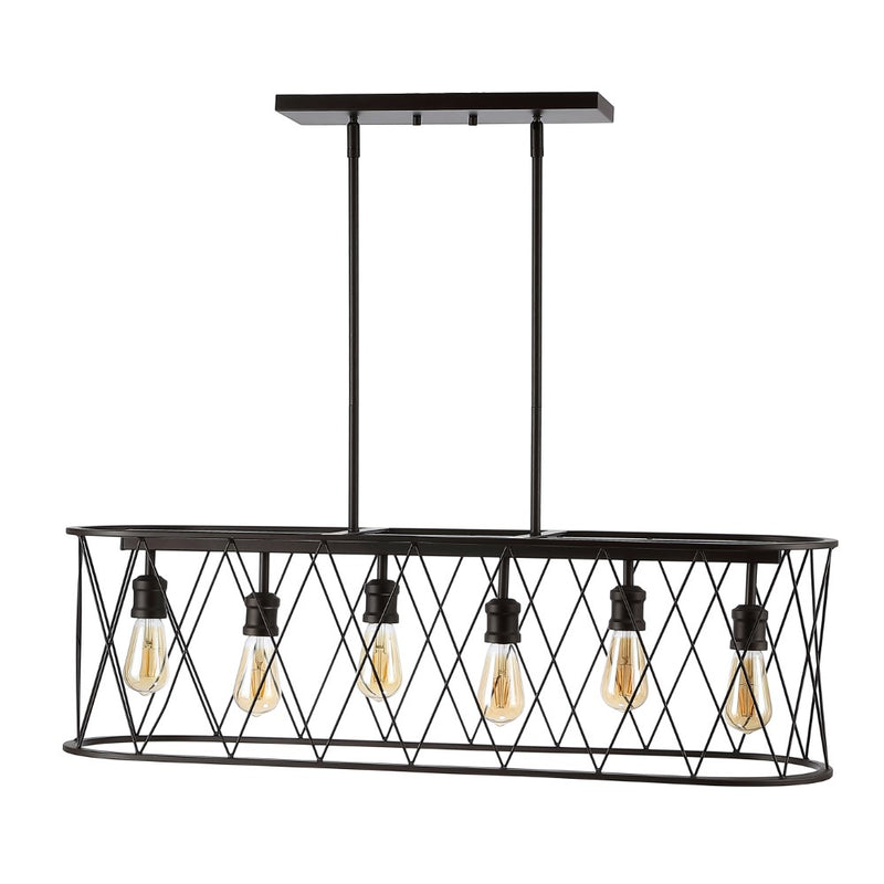 Marion 37.75" Adjustable Iron Farmhouse Rustic LED Dimmable Pendant - JONATHAN Y