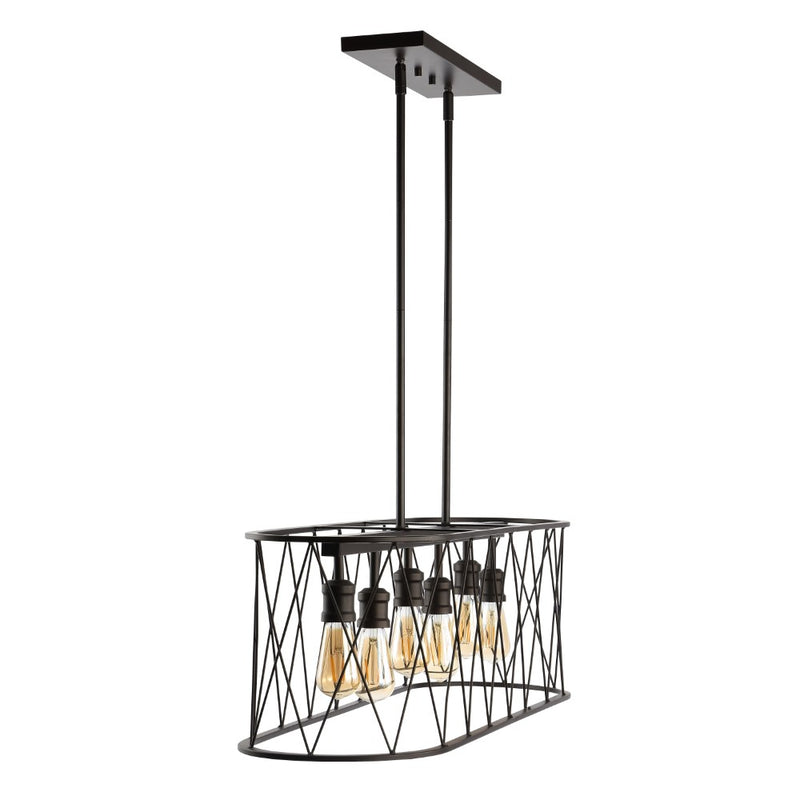 Marion 37.75" Adjustable Iron Farmhouse Rustic LED Dimmable Pendant - JONATHAN Y