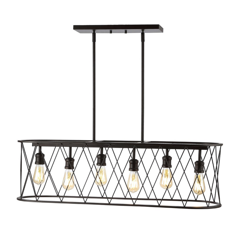 Marion 37.75" Adjustable Iron Farmhouse Rustic LED Dimmable Pendant - JONATHAN Y