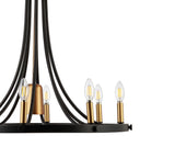Dante Modern Iron Adjustable Wagon Wheel LED Chandelier with Downlight - JONATHAN Y