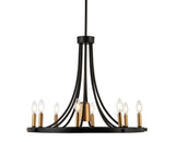 Dante Modern Iron Adjustable Wagon Wheel LED Chandelier with Downlight - JONATHAN Y