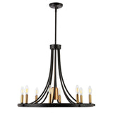Dante Modern Iron Adjustable Wagon Wheel LED Chandelier with Downlight - JONATHAN Y