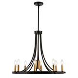 Dante Modern Iron Adjustable Wagon Wheel LED Chandelier with Downlight - JONATHAN Y