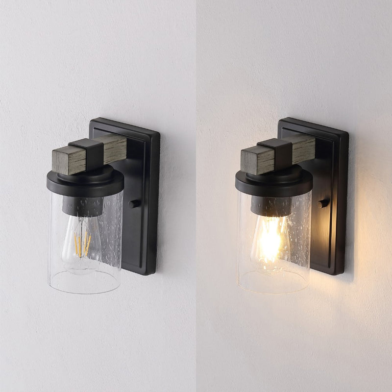 Bungalow Iron/Seeded Glass Rustic Farmhouse LED Vanity Light