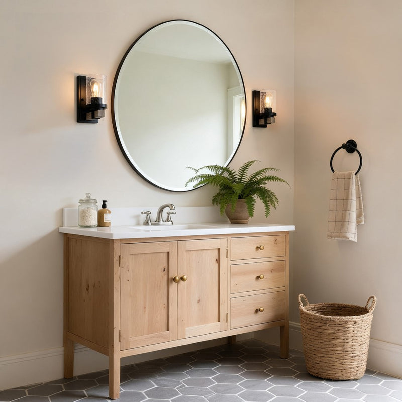 Bungalow Iron/Seeded Glass Rustic Farmhouse LED Vanity Light