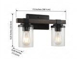 Bungalow Iron/Seeded Glass Rustic Farmhouse LED Vanity Light Oil Rubbed Bronze / 2 Sockets – DIM