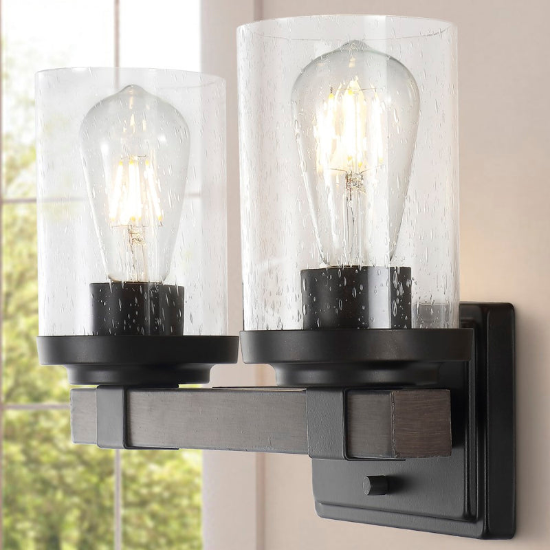 Bungalow Iron/Seeded Glass Rustic Farmhouse LED Vanity Light