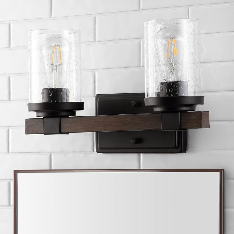 Bungalow Iron/Seeded Glass Rustic Farmhouse LED Vanity Light