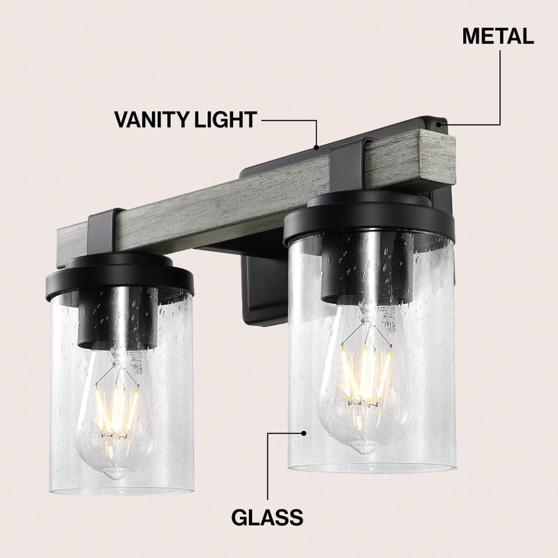 Bungalow Iron/Seeded Glass Rustic Farmhouse LED Vanity Light