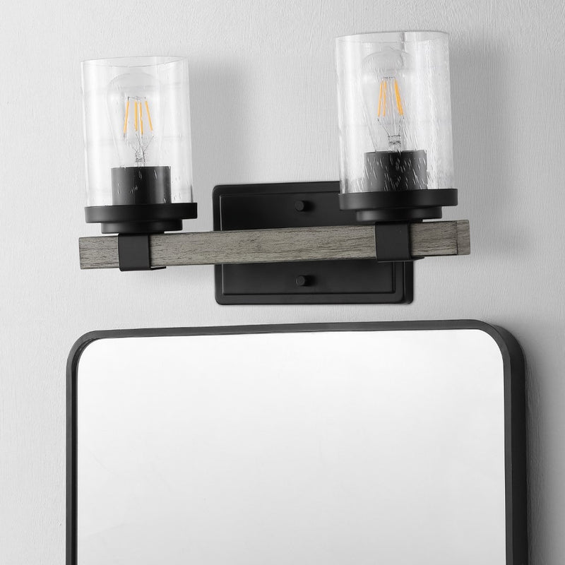 Bungalow Iron/Seeded Glass Rustic Farmhouse LED Vanity Light