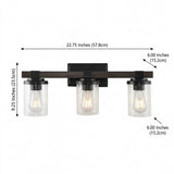 Bungalow Iron/Seeded Glass Rustic Farmhouse LED Vanity Light Oil Rubbed Bronze / 3 Sockets – DIM
