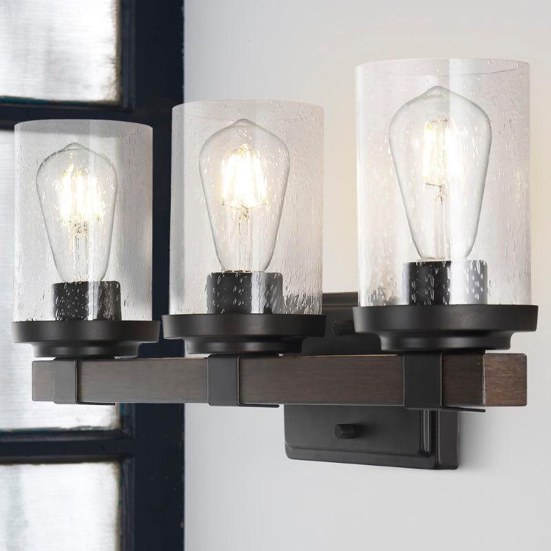 Bungalow Iron/Seeded Glass Rustic Farmhouse LED Vanity Light