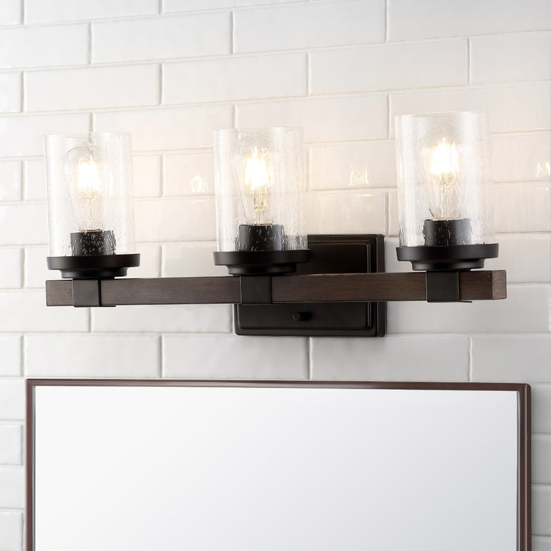 Bungalow Iron/Seeded Glass Rustic Farmhouse LED Vanity Light