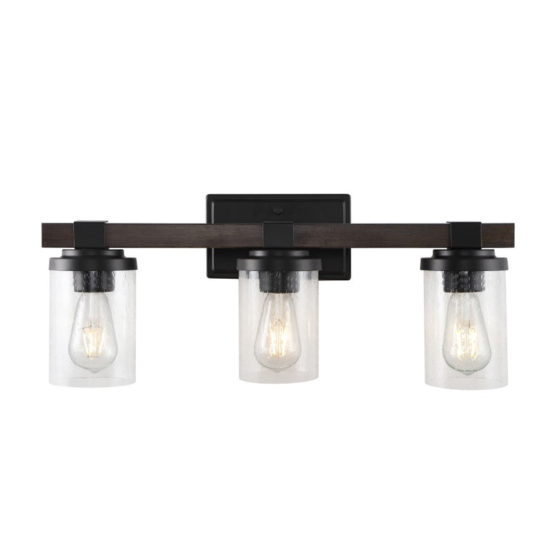 Bungalow Iron/Seeded Glass Rustic Farmhouse LED Vanity Light