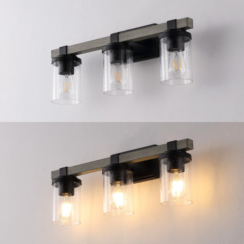 Bungalow Iron/Seeded Glass Rustic Farmhouse LED Vanity Light