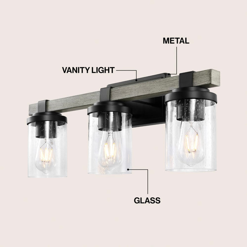 Bungalow Iron/Seeded Glass Rustic Farmhouse LED Vanity Light