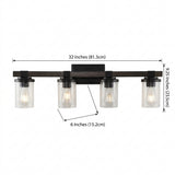 Bungalow Iron/Seeded Glass Rustic Farmhouse LED Vanity Light Oil Rubbed Bronze / 4 Sockets – DIM