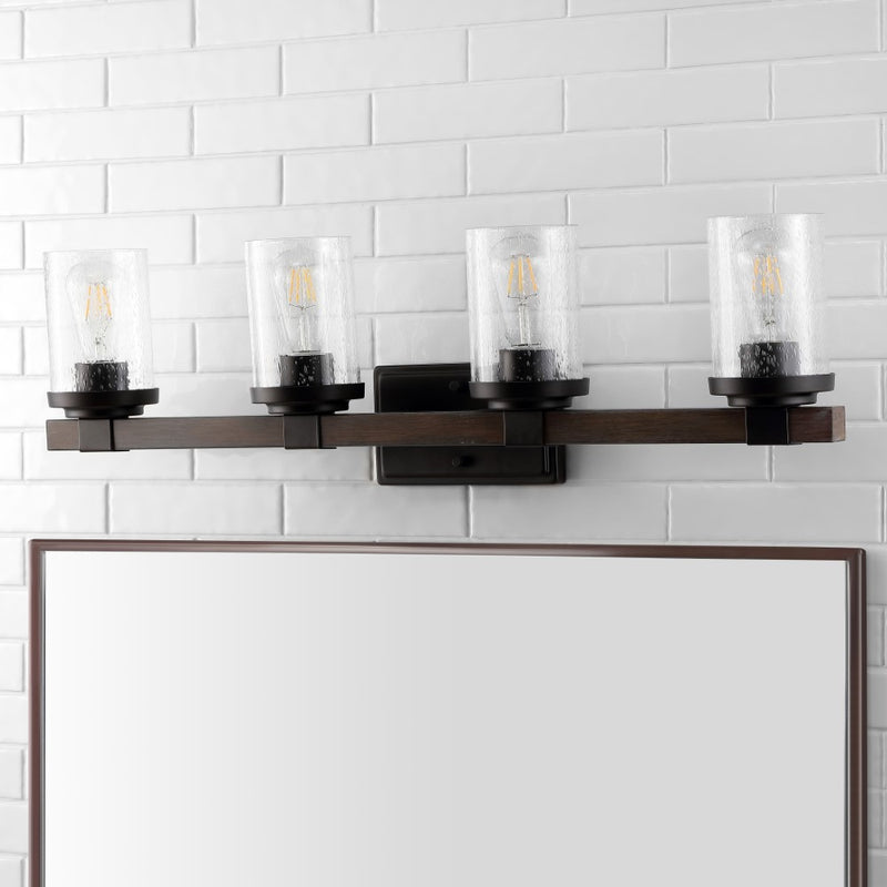 Bungalow Iron/Seeded Glass Rustic Farmhouse LED Vanity Light
