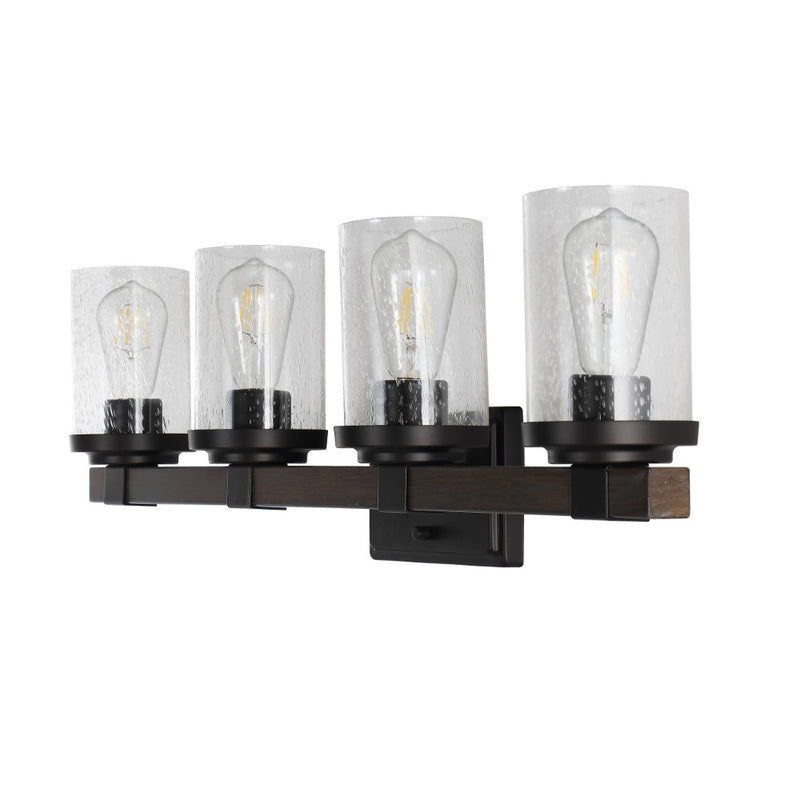 Bungalow Iron/Seeded Glass Rustic Farmhouse LED Vanity Light