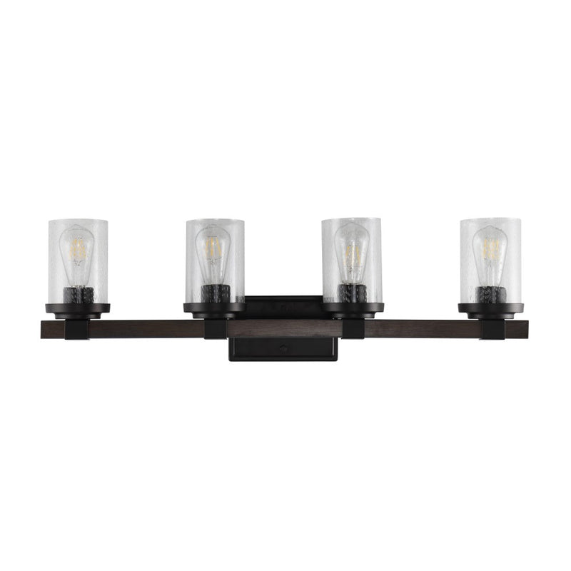 Bungalow Iron/Seeded Glass Rustic Farmhouse LED Vanity Light