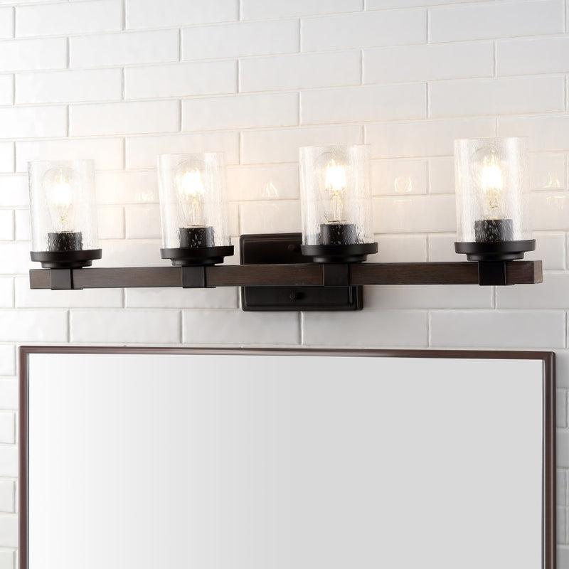 Bungalow Iron/Seeded Glass Rustic Farmhouse LED Vanity Light