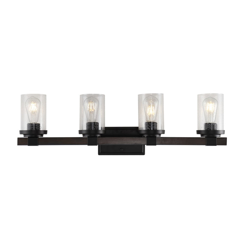 Bungalow Iron/Seeded Glass Rustic Farmhouse LED Vanity Light