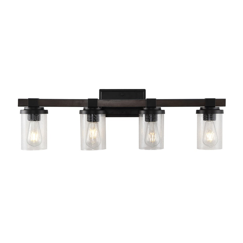 Bungalow Iron/Seeded Glass Rustic Farmhouse LED Vanity Light