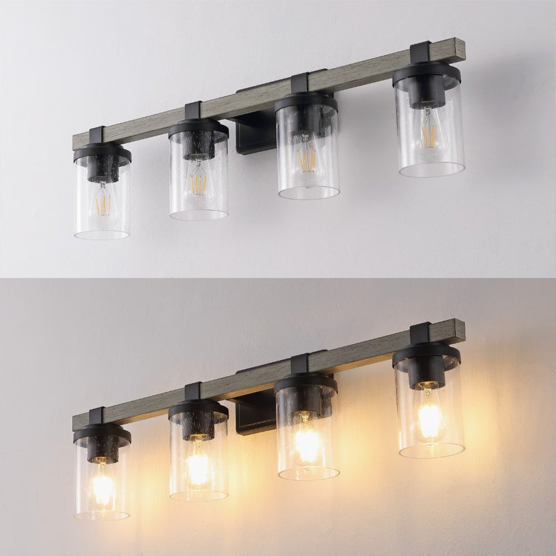 Bungalow Iron/Seeded Glass Rustic Farmhouse LED Vanity Light