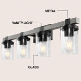 Bungalow Iron/Seeded Glass Rustic Farmhouse LED Vanity Light