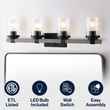 Bungalow Iron/Seeded Glass Rustic Farmhouse LED Vanity Light