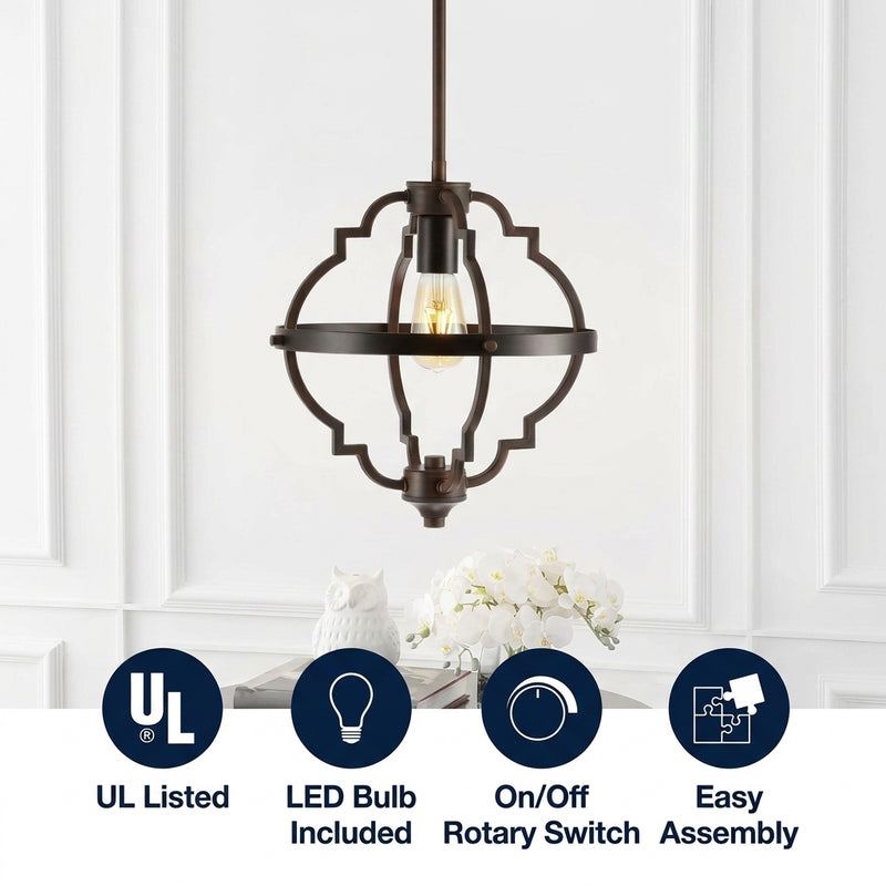 Ogee 12.5" Adjustable Iron Rustic Industrial LED Pendant Oil Rubbed Bronze – ICONS