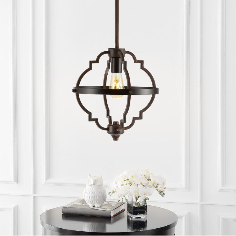 Ogee 12.5" Adjustable Iron Rustic Industrial LED Pendant - JONATHAN Y