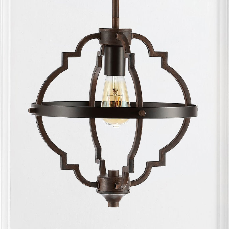 Ogee 12.5" Adjustable Iron Rustic Industrial LED Pendant - JONATHAN Y