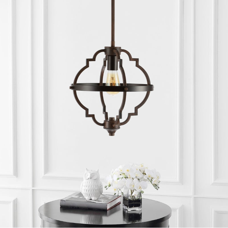 Ogee 12.5" Adjustable Iron Rustic Industrial LED Pendant - JONATHAN Y