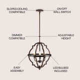 Ogee 16.75" Adjustable Iron Rustic Industrial LED Pendant - JONATHAN Y