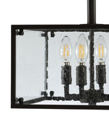 Paysan 13" Iron/Seeded Glass Rustic Farmhouse LED Flush Mount - JONATHAN Y