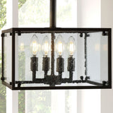Paysan 13" Iron/Seeded Glass Rustic Farmhouse LED Flush Mount - JONATHAN Y