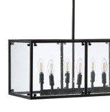 Paysan 35" Linear Adjustable Iron/Seeded Glass Rustic Farmhouse LED Pendant - JONATHAN Y
