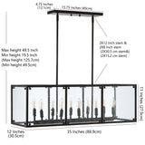 Paysan 35" Linear Adjustable Iron/Seeded Glass Rustic Farmhouse LED Pendant - JONATHAN Y