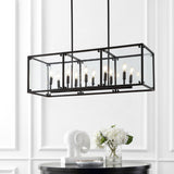 Paysan 35" Linear Adjustable Iron/Seeded Glass Rustic Farmhouse LED Pendant - JONATHAN Y